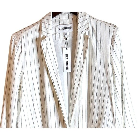 Steve Madden Women's Jessa Blazer Jacket White Black Size Medium NWT - Picture 5 of 8
